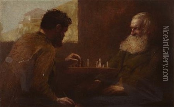 The Chess Players Oil Painting - William Fettes Douglas