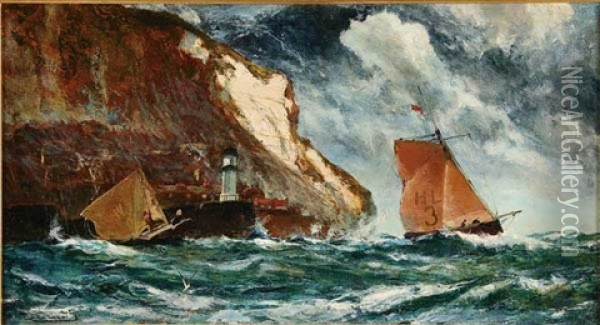 Rounding The White Cliffs Of Dover Oil Painting - Edwin John Ellis