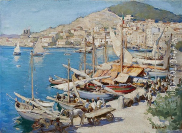Italian Port City Oil Painting - Nikolai Vasilievich Kharitonov