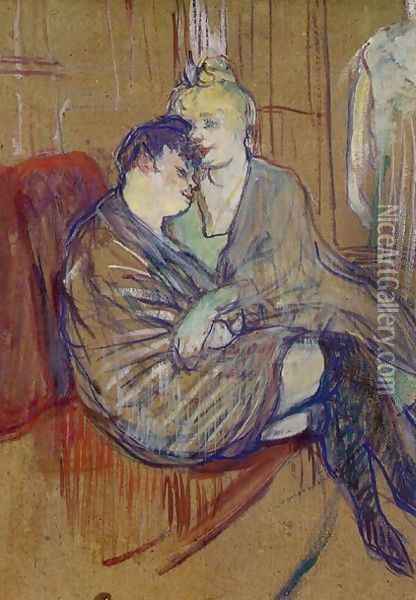 Two Girlfriends Oil Painting - Henri De Toulouse-Lautrec