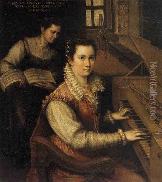Self-Portrait at the Spinet 1577 Oil Painting - Lavinia Fontana