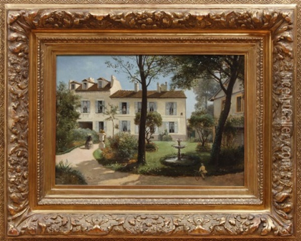French Villa Oil Painting - Jean Henri Lefortier