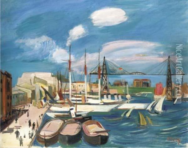 Der Hafen Von Marseille Oil Painting - Rudolf Levy
