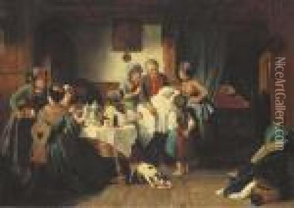 The Newborn Oil Painting - Wilhelm A. Lebrecht Amberg
