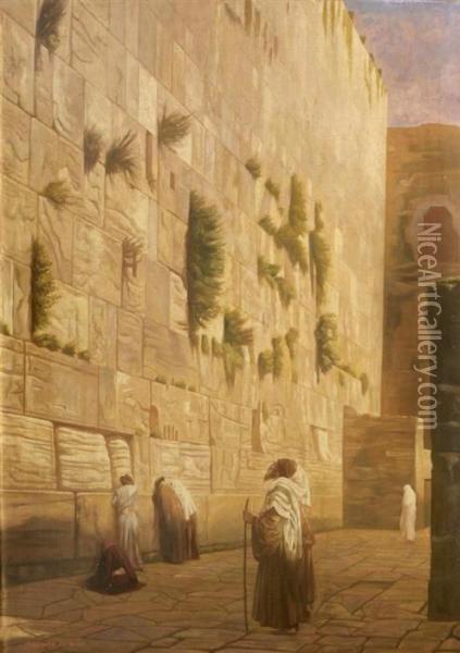 The Wailing Wall In Jerusalem Oil Painting - Jean-Jules-Antoine Lecomte du Nouy