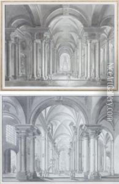 Deux Interieurs D'eglise Oil Painting - Johann Heinrich Wedekindt
