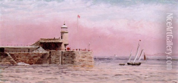Off The Pier Oil Painting - John Brett