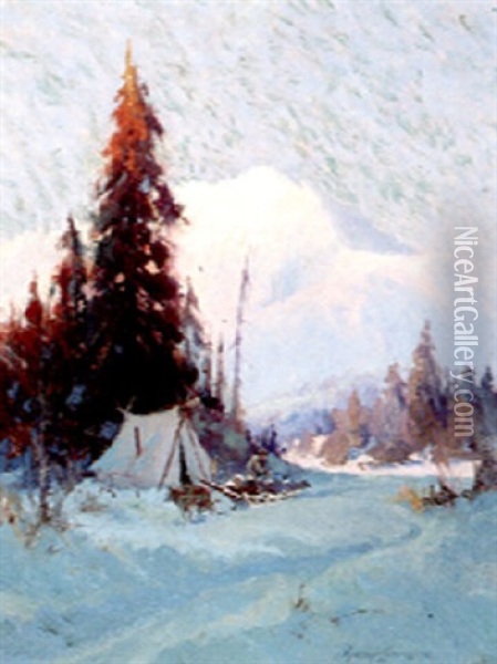 Mt. Mckinley With Sled Oil Painting - Sydney Mortimer Laurence