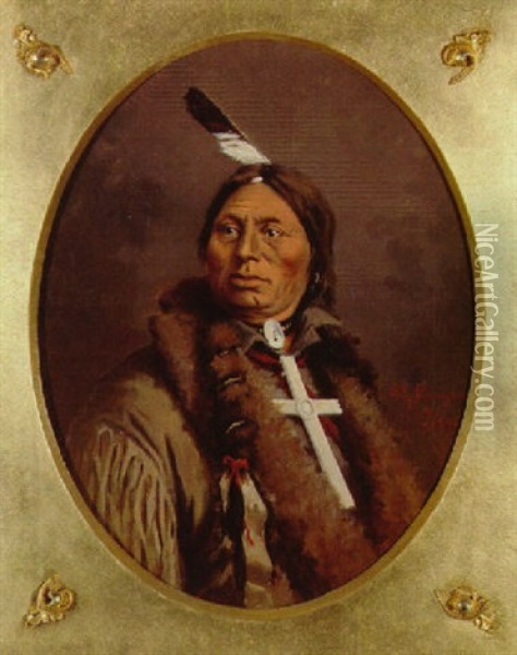 Portrait Of Chief Gall Oil Painting - Edgar Samuel Paxson