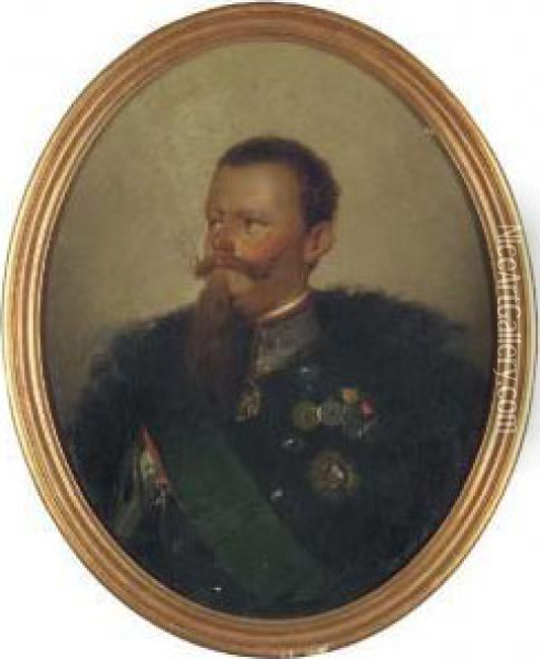 Portrait Of Vittorio Emanuele Ii, King Of Italy (1820-1878) Oil Painting - Girolamo Induno