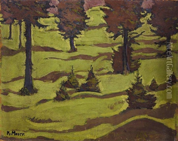 Ein Bewaldeter Hugel (wooded Hill) Oil Painting - Koloman (Kolo) Moser