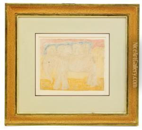 Elefant Med Ungar Pa Ryggen Oil Painting - Carl Fredrik Hill