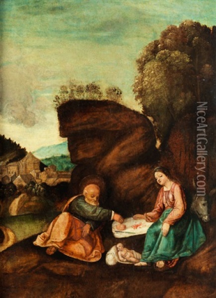 Ruhe Auf Der Flucht Nach Agypten Oil Painting - Girolamo da Treviso the Younger
