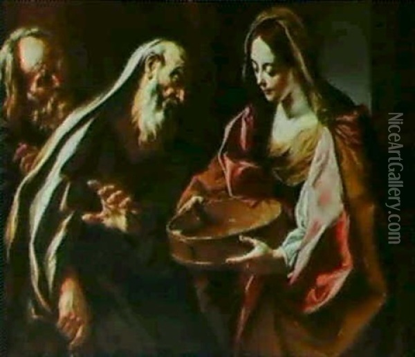 The Vestal Virgin Tuccia Oil Painting - Giovanni Battista Benaschi