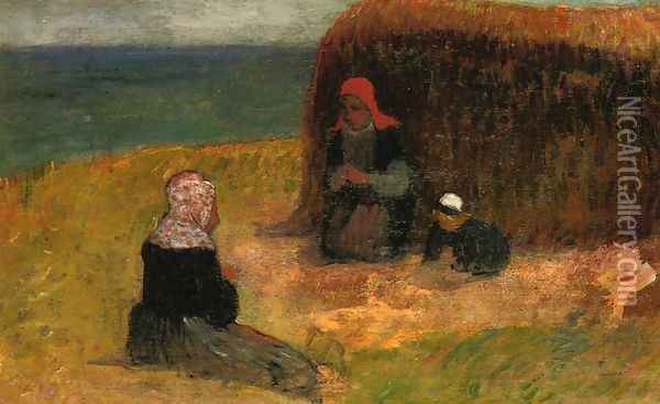 Breton Women witih Haystack Oil Painting - Henri Moret