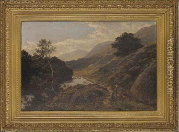 The Mawddach Valley, North Wales Oil Painting - George James Coates