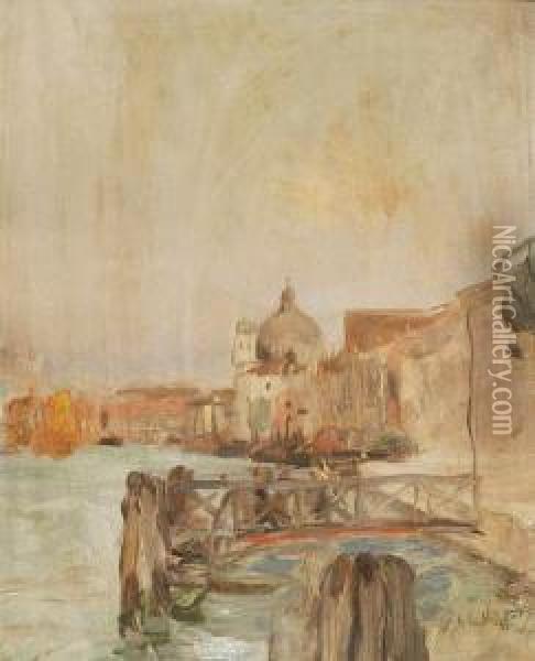Veduta Della Basilica Di Santa Maria Della Salute, Venezia Oil Painting - Ambrogio Antonio Alciati