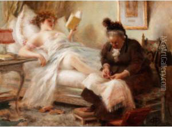 The Pedicure Oil Painting - Albert Guillaume