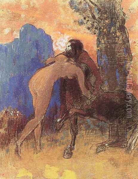 Struggle Between Woman And Centaur Oil Painting - Odilon Redon