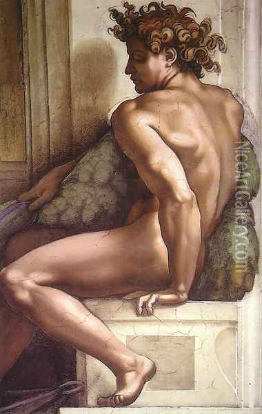 Ignudo -1 1509 Oil Painting - Michelangelo Buonarroti