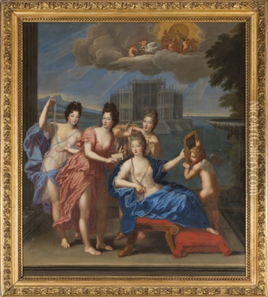 Portrait Presume Des Quatre Filles De Louis Xiv Oil Painting - Philippe Vignon
