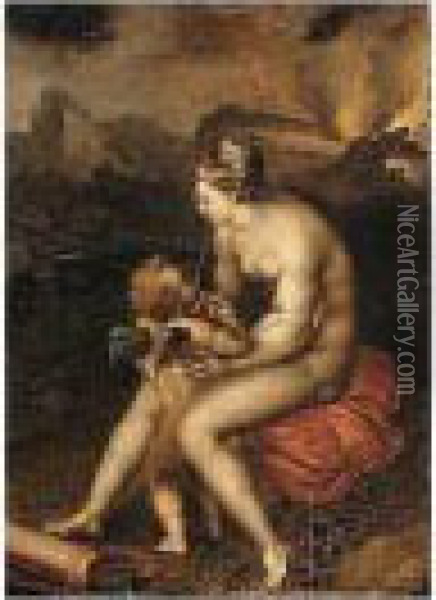 Landscape With Venus And Cupid Oil Painting - Lelio Orsi