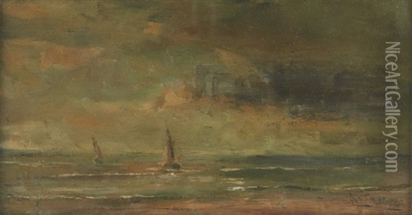 Crepuscule En Mer Du Nord Oil Painting - Louis Artan De Saint-Martin