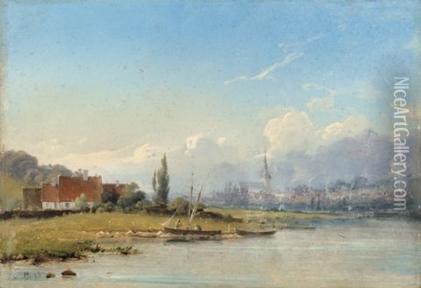 Der Rhein Bei Linz Mit Blick Auf Remagen Oil Painting - Vilhelm Peter Carl Petersen