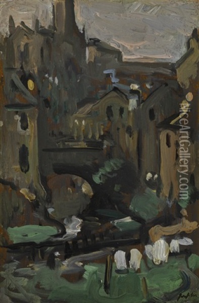 Dean Village, Edinburgh Oil Painting - Samuel John Peploe