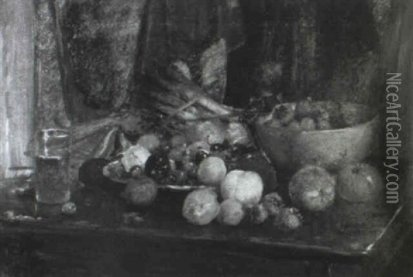 Still Life With Fruit Oil Painting - Frederick Trapp Friis