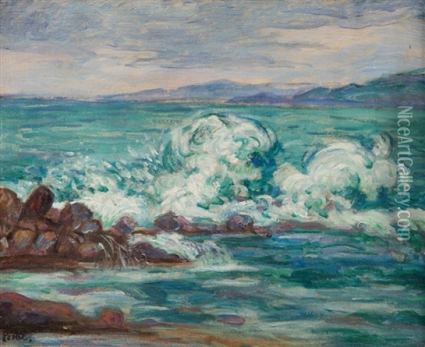 Rough Sea Oil Painting - Jean Peske