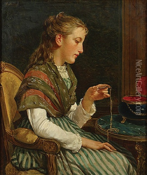 Zittende Vrouw Met Juwelen Oil Painting - Jan Portielje