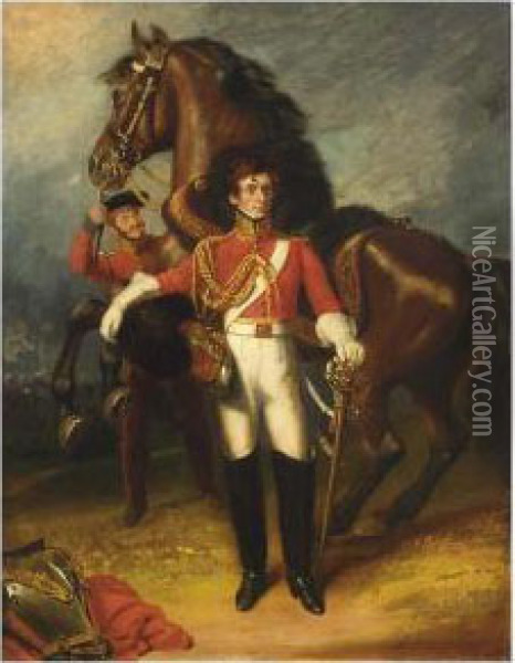 Portrait Of Capt. Rooke Of The 2nd Life Guards Oil Painting - James Ramsay