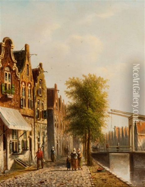 The Palmgracht In Amsterdam Oil Painting - Johannes Franciscus Spohler