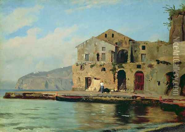Beach House at Sorrento Oil Painting - Louis Gurlitt
