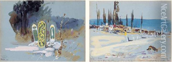 Campement Dans Un Cimetiere Turc, Pera, 1906 Oil Painting - Edouard Doigneau