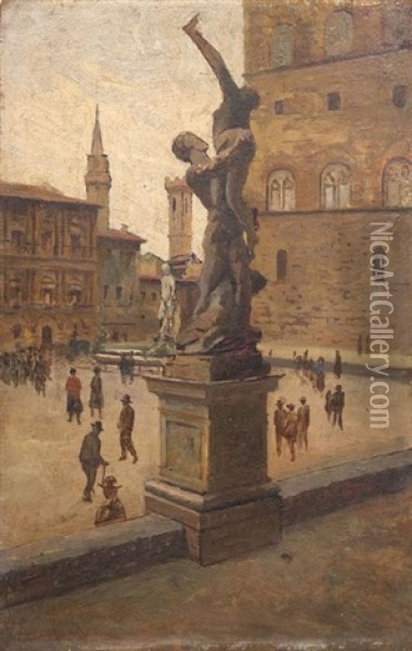 Le Palais De La Seigneurie, Florence Oil Painting - Ruggero Panerai