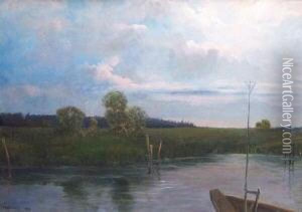 Am Lehnitzsee Bei Neu-fahrland Oil Painting - Albert Wohlenberg