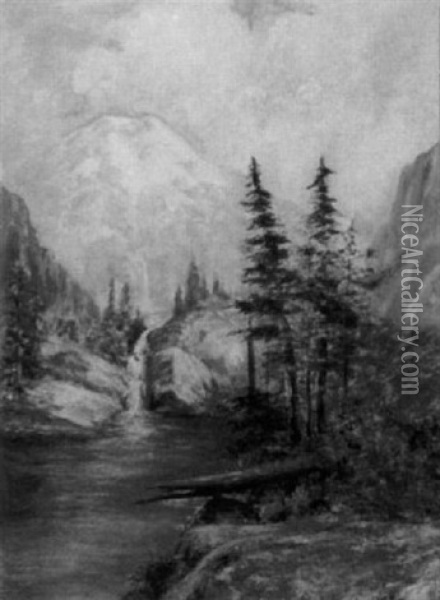 Mountainous Landscape With Waterfall Oil Painting - Julian Walbridge Rix