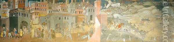 Effects of Good Government 2 Oil Painting - Ambrogio Lorenzetti