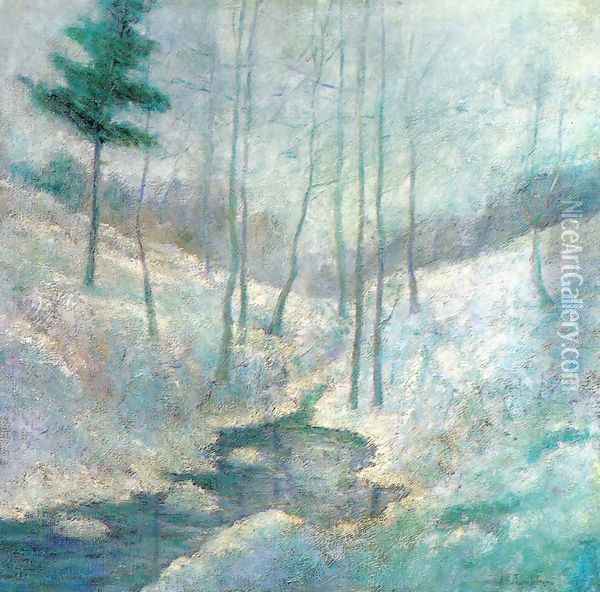 Winter Landscape Oil Painting - John Henry Twachtman