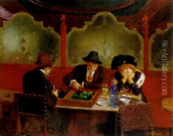 The Backgammon Players Oil Painting - Jean Beraud