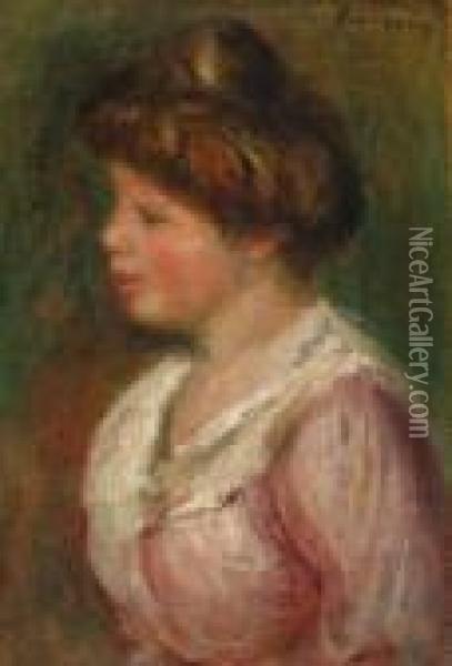 Portrait De Jeune Femme De Profil Oil Painting - Pierre Auguste Renoir