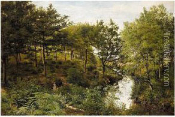 The Woodland Stream Oil Painting - George William Mote