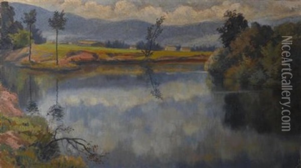 Flusslandschaft In Puy De Dome Oil Painting - Emile Alder
