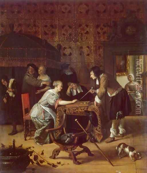 Tric-Trac Players Oil Painting - Jan Steen