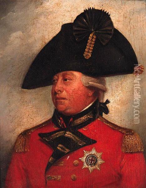 Portrait Of George Iii, Small Quarter-length, In Uniform Oil Painting - Sir William Beechey