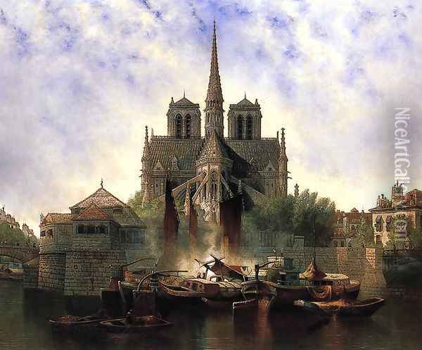 Notre Dame, Paris Oil Painting - Edwin Deakin