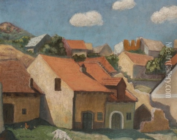 Village Oil Painting - Victor Charreton