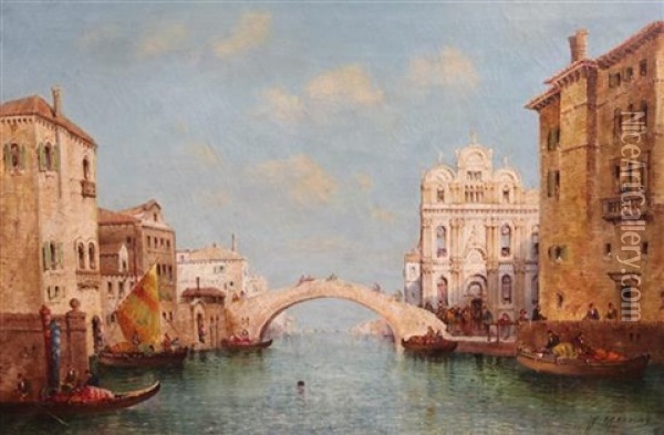 The Rialto Bridge, Venice Oil Painting - William Meadows